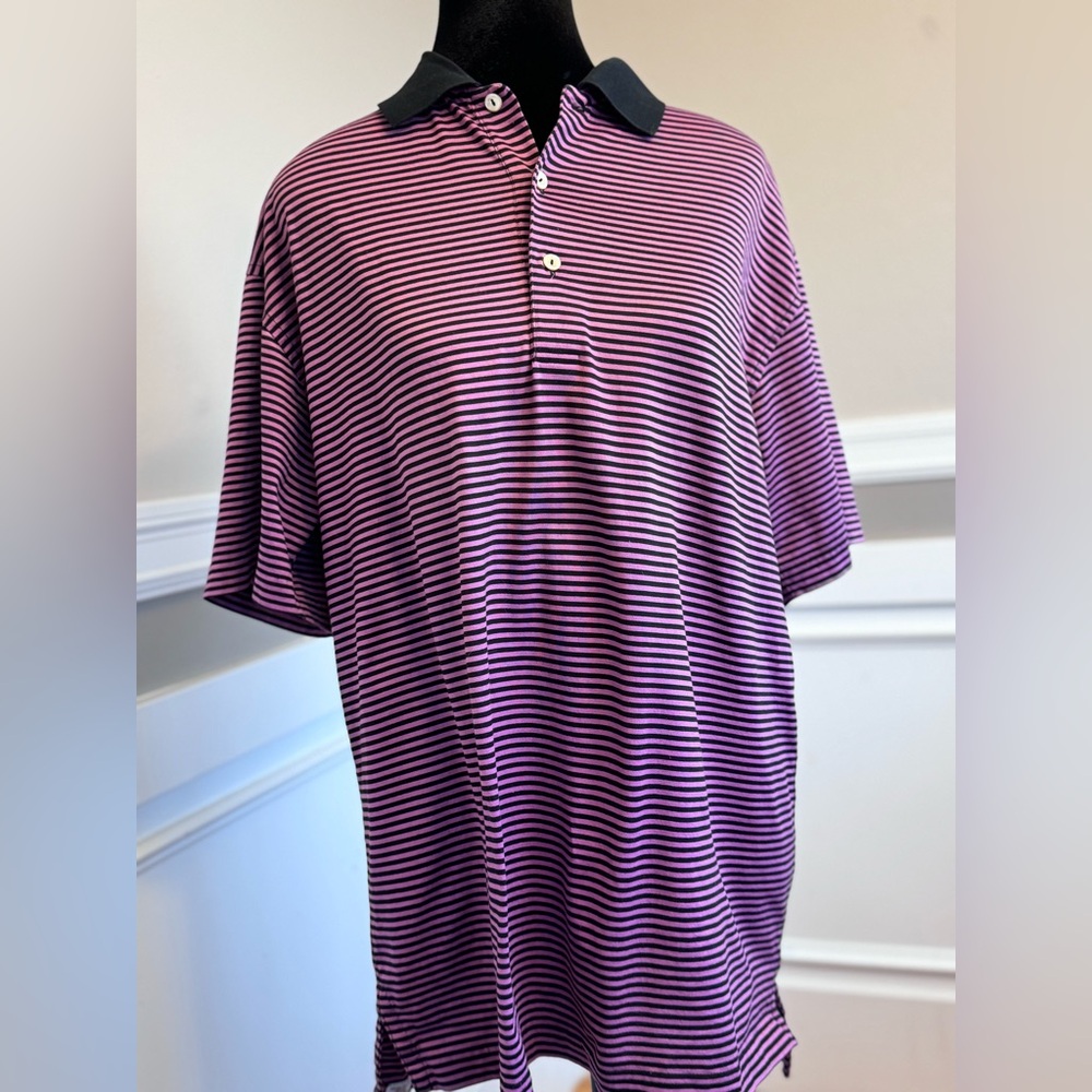 Peter Millar Shirt Mens L Purple Polo Short Sleeve Performance